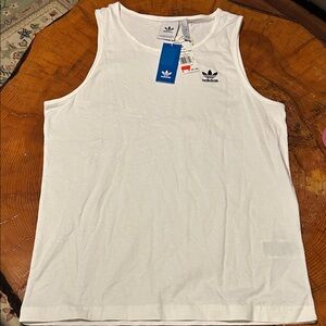 Adidas White Sleeveless Top with Black Embroidered Logo Small